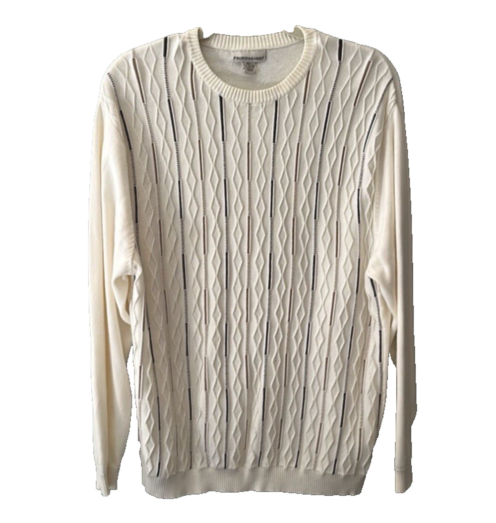 Pronto Uomo Men's Crewneck Sweater XL Cream Cable
